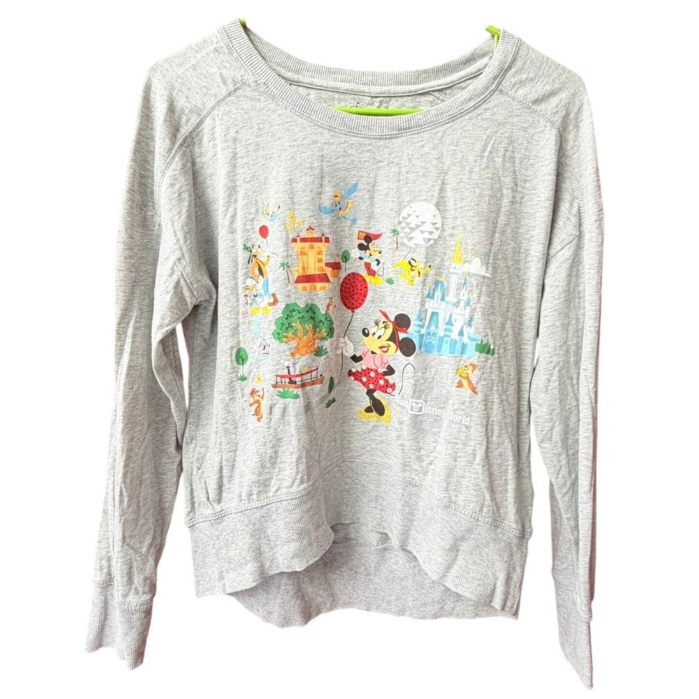 Disney Parks Sweatshirt Womens XS Gray Walt Disney World Castle Graphic Pullover